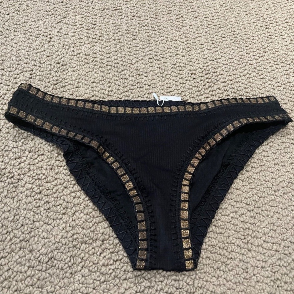 NEW Platinum inspired by Solange Ferrarini Stitched Ribbed Bikini Bottom CROCHET